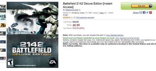 Цифровая дистрибуция - Battlefield 2142 Deluxe Edition за $0.99